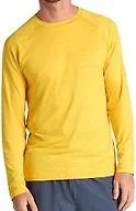Gaiam Men’s Everyday Basic Long Sleeve Crewneck Top, Standard Fit, Stretch Midweight Material, Court Heather, Medium