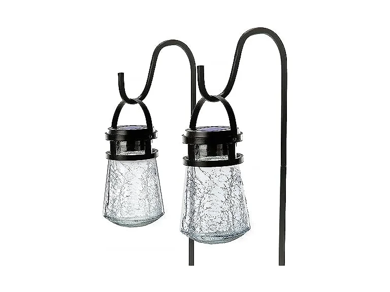 Home Zone 2Pk Crackle Glass Solar Lanterns