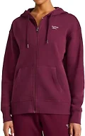 Reebok Women’s Rhinestone Full-Zip Hoodie, Standard Fit, Midweight Cotton-Poly Fabric, Black Cherry, Large