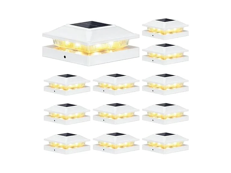 Brightever Solar Post Cap Lights 12 Pack White