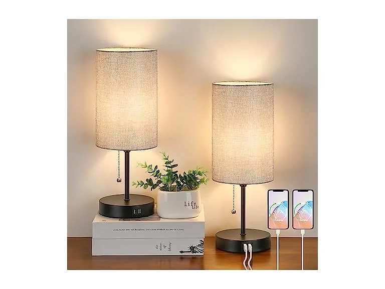 Modern Table Lamps Set of 2, Grey