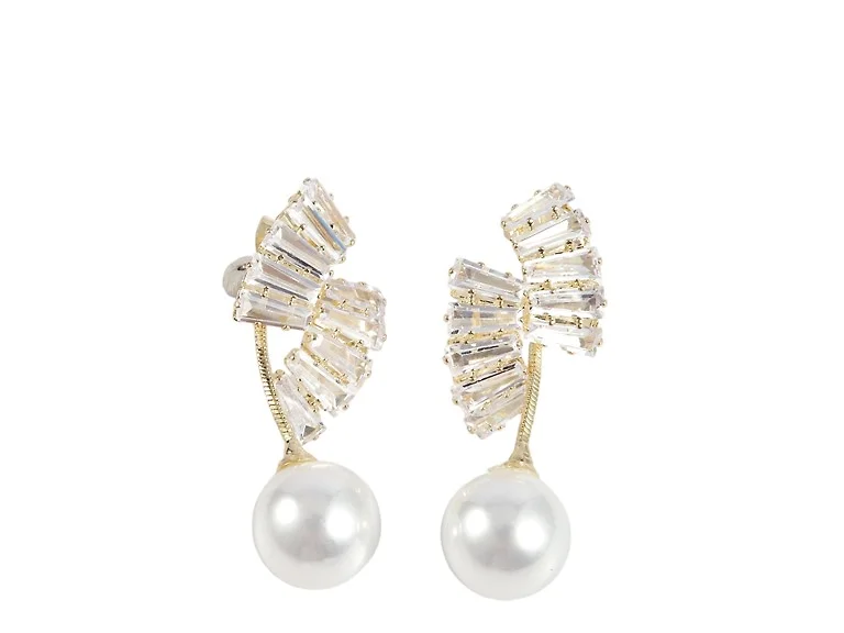 18K Gold Plated Leaf & Pearl Earrings