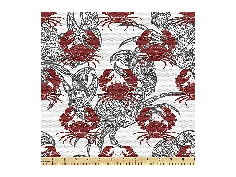 Ambesonne Crabs Fabric by The Yard, Sea