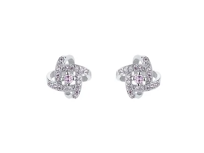 Sterling Silver Pink Knot Stud Earrings