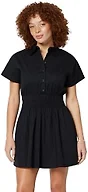 Amazon Essentials Women's Fit & Flare Cotton Poplin Collared Short Sleeve Dress with Elastic Waist, Black, XX-Large