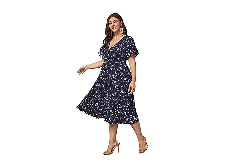 Floerns Women (3X-Large Husky) Boho V Neck Dress