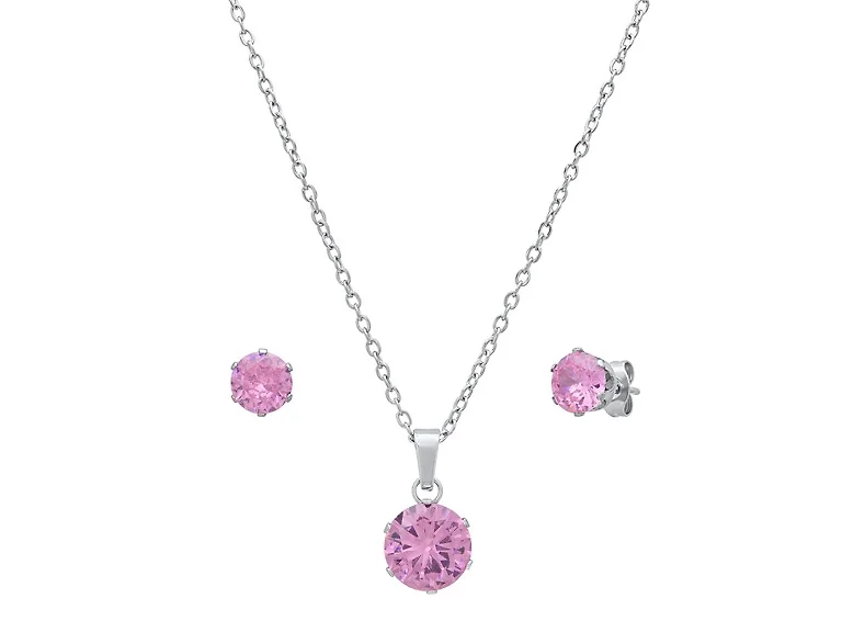 Pink Stone Necklace & Earring Set