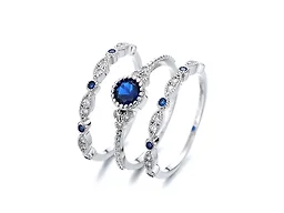 AAA IGT-DAAS-DRB7077-B-6 6 Bezel French Miligrain Ring Set Sapphire