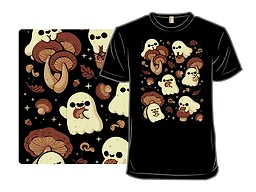 Cute Ghosts with Autumn Mushrooms
