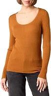 Amazon Essentials Women's Long-Sleeve Sweater Fine Gauge Stretch Scoop Neck, Available in Plus Sizes, Dark Caramel, XX-Large
