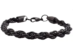 Blackjack Jewelry S-BJS26BB Polished 7MM Rope Bracelet Black 