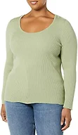 Amazon Essentials Women's Long-Sleeve Sweater Fine Gauge Stretch Scoop Neck, Available in Plus Sizes, Light Sage Green, X-Large