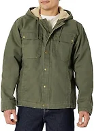 Amazon Basics Men's Insulated Relaxed Fit Hooded Workwear Jacket, Olive, Medium
