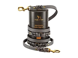 NOAH & PAW LS-LE-GRY-L L NOAH & PAW Leather Dog Leash
