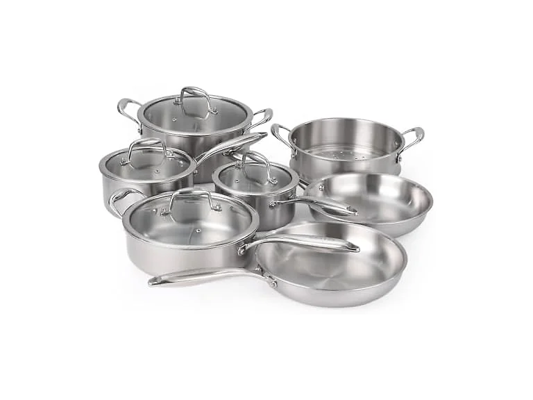 11 Piece 3-Ply Stainless Steel Pots and Pans Set