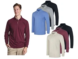 RE 6PK Men's Cotton Long-Sleeve Polo Shirts - Small