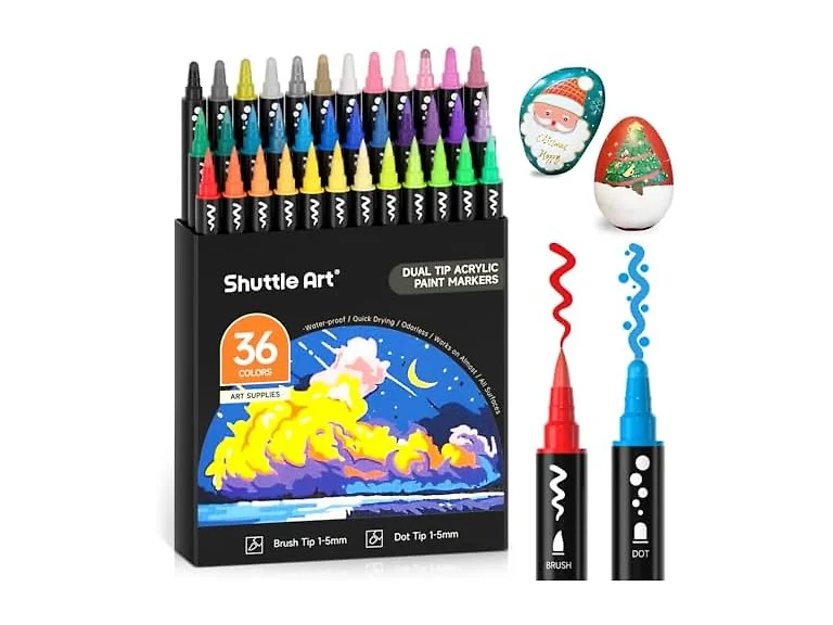 Shuttle Art 36 Acrylic Brush Tip Markers