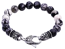 Blackjack Jewelry S-BJS16BLF2 Genuine Silver Leaf Jasper  Bracelet  