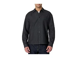 Amazon Essentials Men's Modern Oversized-Fit Denim Button-Down Shirt, Black, XX-Large