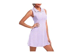 FKEEP Women's Golf Tennis Dress Athletic Workout Dress with Shorts and Pockets (Purple Plaid, L)
