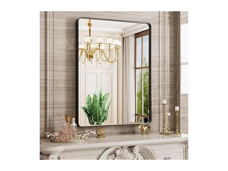 JISOSO 24x32 Inch Bathroom Mirror Black