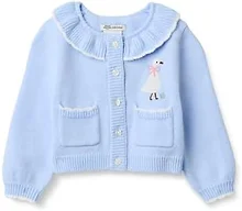 Amazon Essentials x Sofia Grainge Girls' Cardigan Sweater, Light Blue Goose, X-Large