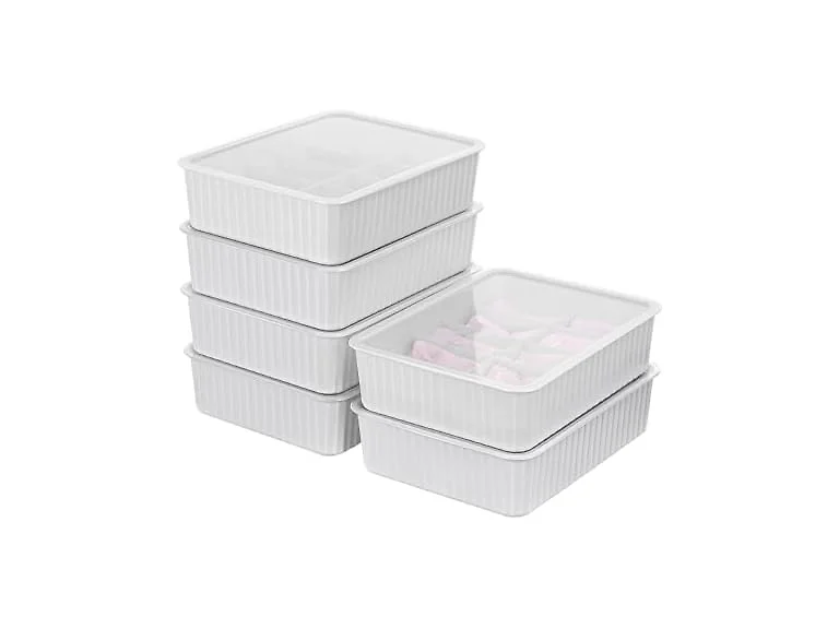 Cetomo 10 Cells Plastic Underwear Sock Drawer Organizer, Gray