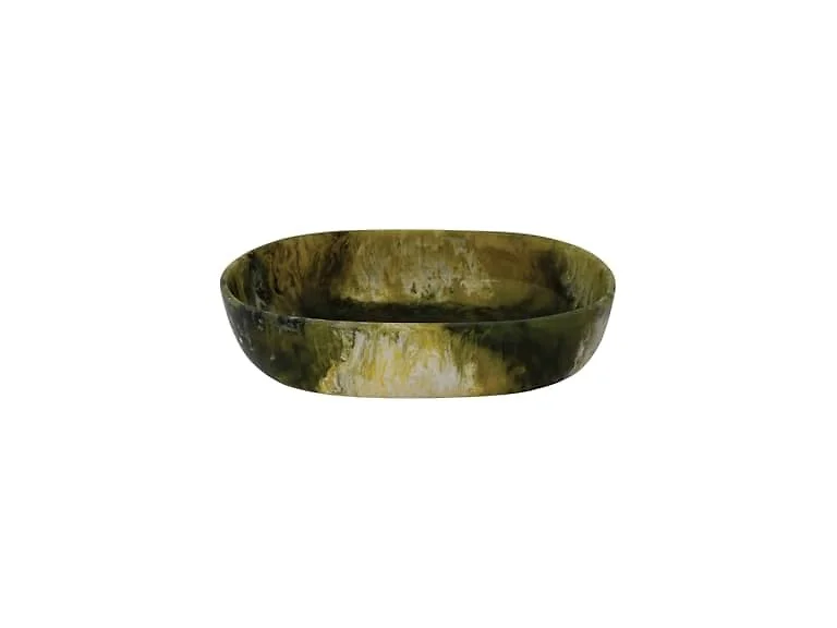 Creative Co-Op Oval Marbled Resin Decorative Bowl, Green