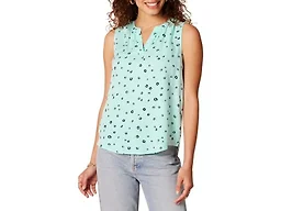 Amazon Essentials Women's Sleeveless Woven Shirt Shirt, Aqua Poppy, Large