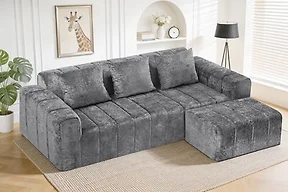 HABUTWAY 95" Modular Sectional Sofa with Chaise,Grey