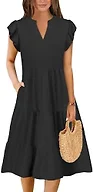 Summer Dresses for Women 2025 Elegant Classy Denim Dress Linen Business Casual Airy Skirt Plus Size T Shirt Midi Beach Clothes Boho Maxi Sundresses Fall Fashion Must Haves Black Medium