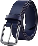 KM Legend Mens Leather Dress Belt for Work Business and Casual, Boston Blue, 46 US