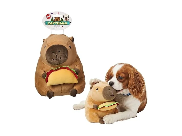 SPOT Capybara with Taco Plush Dog Toy, Soft Stuffed