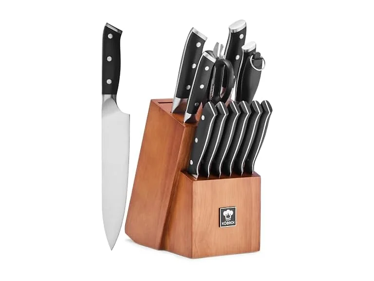 14-Piece Kitchen Knife Set w/ Oak Block