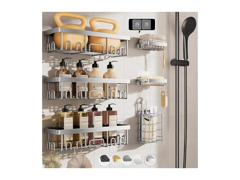 Wall Mounted Shower Rack, 6-Pack