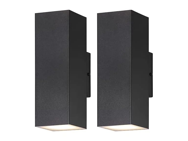 2-Pack Outdoor Wall Lights, Large LED Up and Down Lights, Black