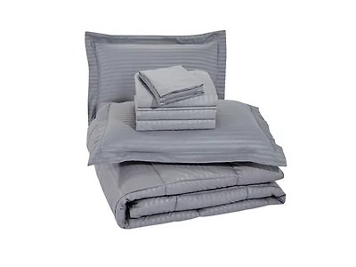 8 Piece KING Embossed Stripe Bed in a Bag