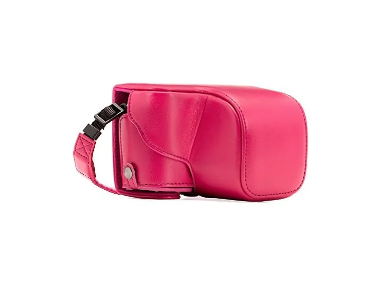 MegaGear Ever Ready Leather Camera Case and Strap (Hot Pink)