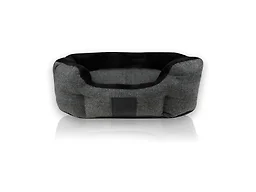 Pet Passion Mello- The Ultra Luxe Bolster Dog Bed with Removable Washable Pillow for All Pet Breeds, Charcoal Tweed, Medium
