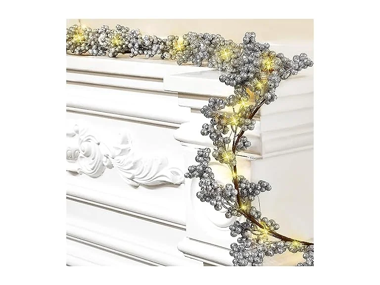 6ft Berry String Lighted Plastic Garland
