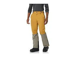 Amazon Essentials Men's Water-Resistant Insulated Snowboard Ski Snow Pant, Brown Mustard Yellow Color Block, Small