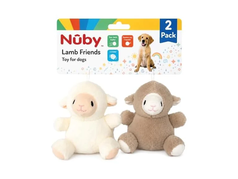 Nuby Plush Dog Toy 2-Pack- Plush Little Lamb