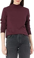 Amazon Essentials Women's Lightweight Mock Neck Fitted Sweater (Available in Plus Size), Burgundy, X-Small