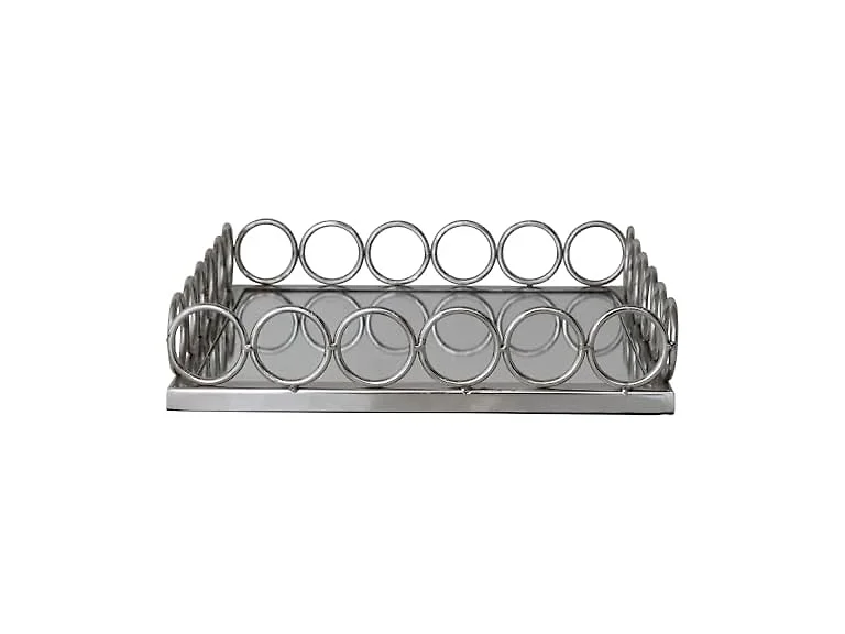 Creative Co-Op Metal Mirrored Tray, Nickel Finish