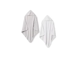Amazon Essentials x Sofia Grainge Unisex Babies' Hooded Bath Towel, Pack of 2, Dove Grey/White, One Size