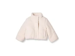 Amazon Essentials Girls' Crop Sherpa Jacket, Light Beige, X-Small