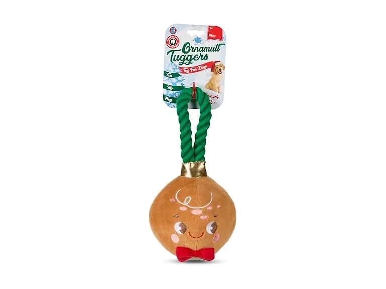 Bow Wow Pet Gingerbread Ornament Rope Plush Dog Toy