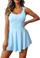Gyiefcg Womens Sleeveless 2-in-1 Athletic Tennis Golf Dress Underneath Workout Active Dresses with Built-in Shorts Blue