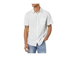 Amazon Essentials Men's Short-Sleeve Regular-Fit Stretch Poplin Shirt Shirt, -White/Multicolor, Stripe, Large