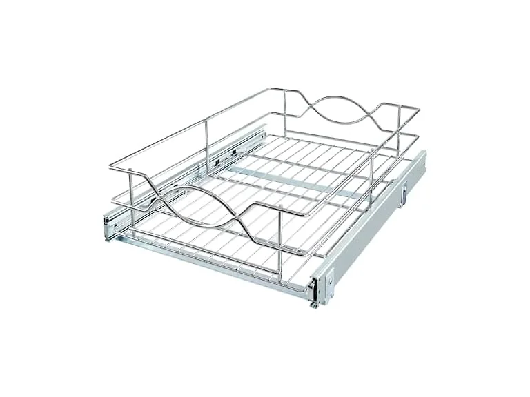 D Single-Tier Wire Pull Out Kitchen and Bath Storage Basket w